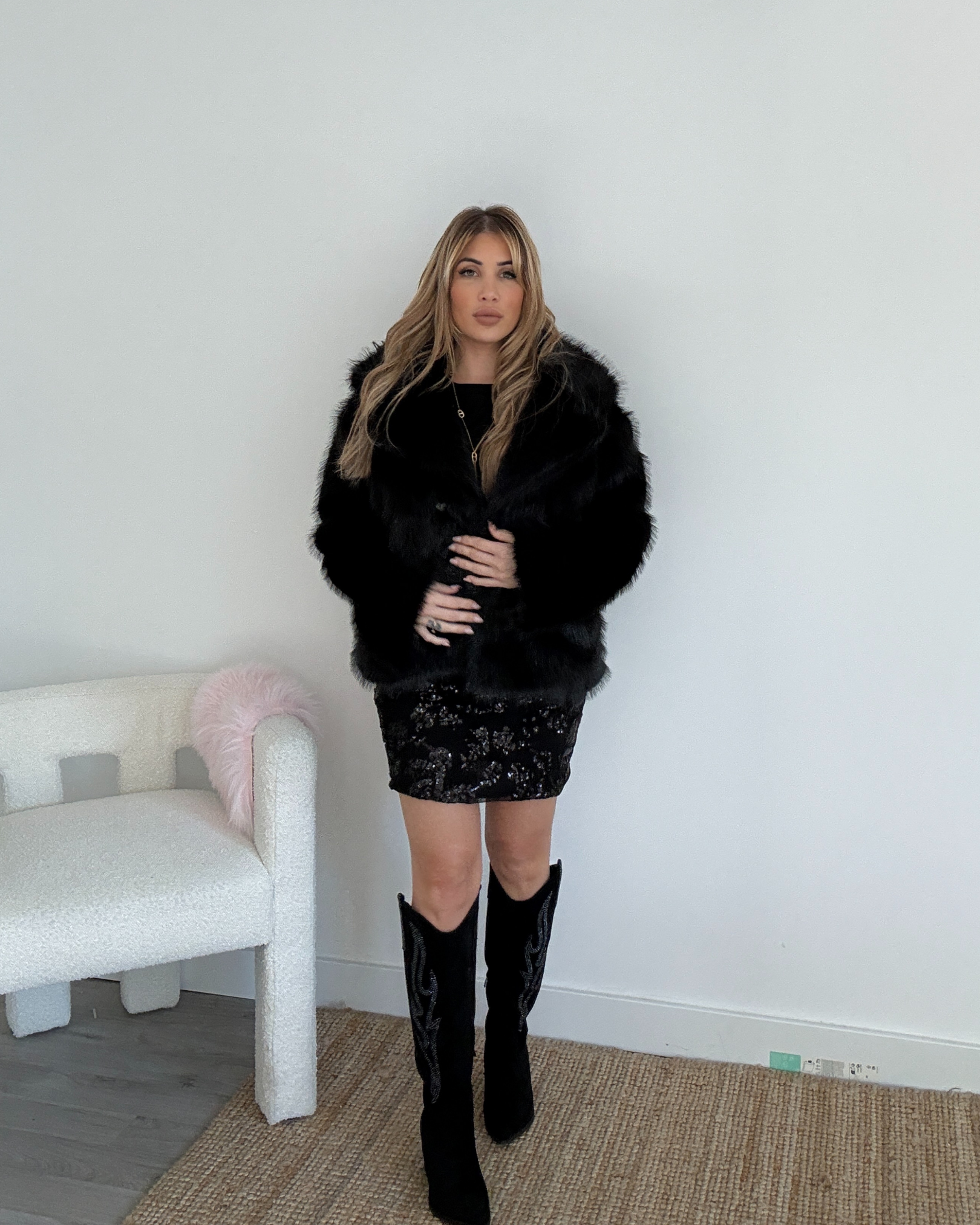 Bottes western noires détail strass