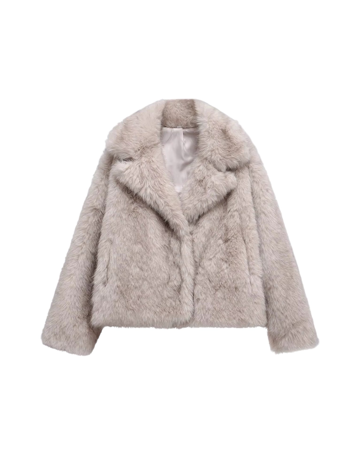 Manteau fourrure gris crème